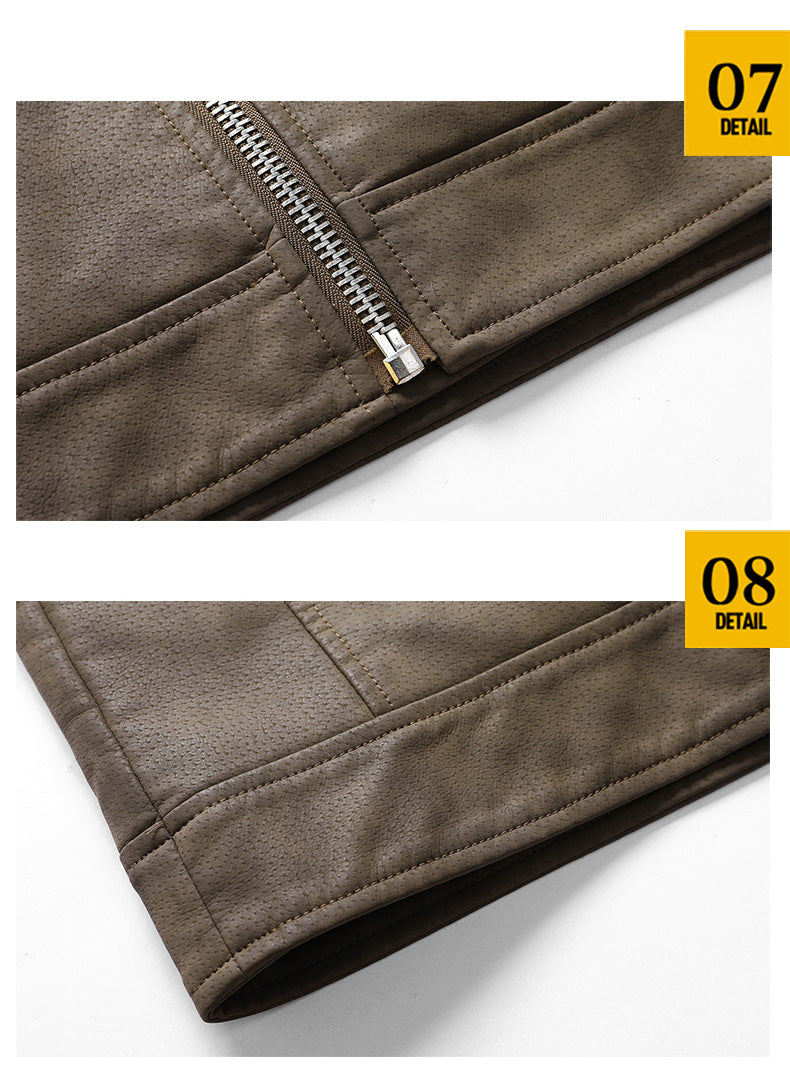 BOGO | Men's PU Leather Jacket with Fleece Lining, Zipper Closure V2