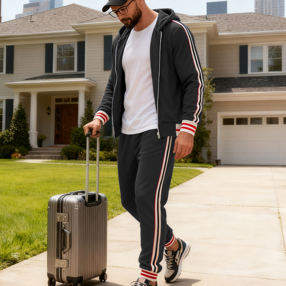 BOGO | Men's Striped Hoodie Jacket with Zipper V8