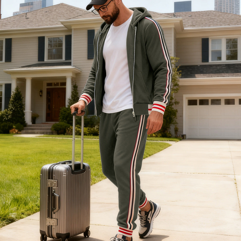 BOGO | Men's Striped Hoodie Jacket with Zipper V8