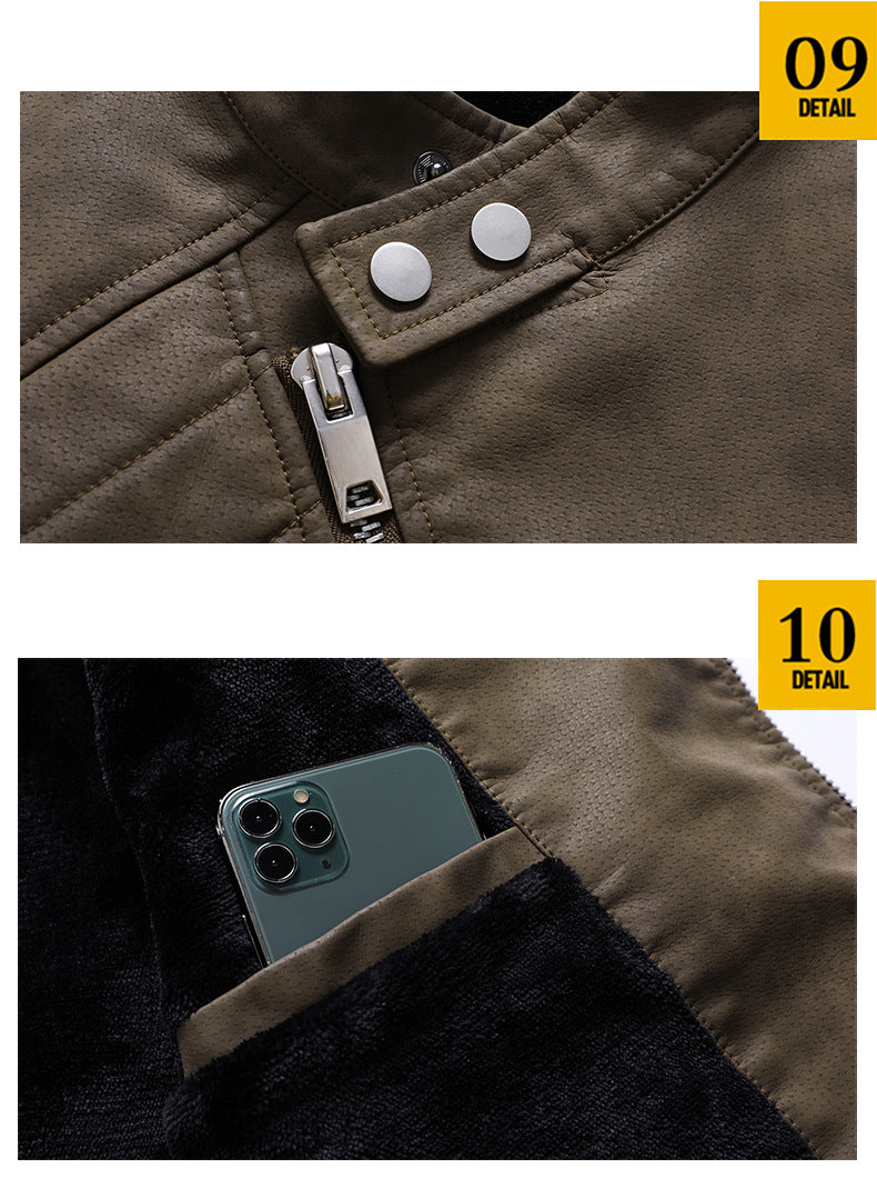 BOGO | Men's PU Leather Jacket with Fleece Lining, Zipper Closure V2