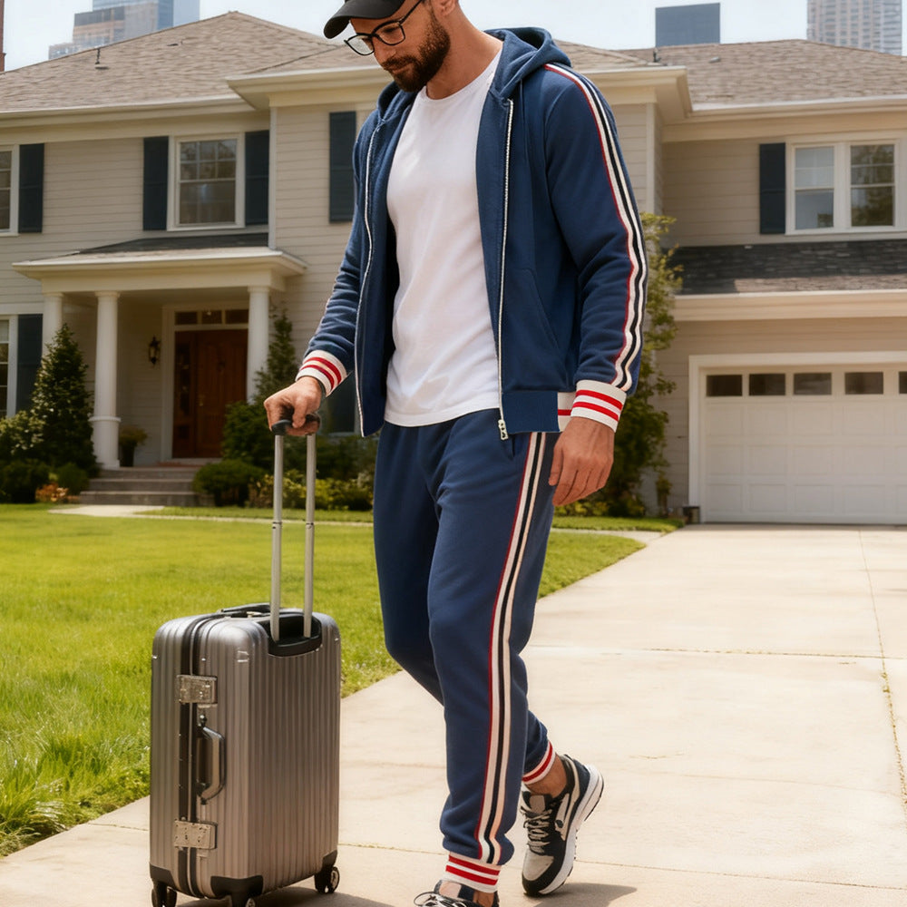 BOGO | Men's Striped Hoodie Jacket with Zipper V8