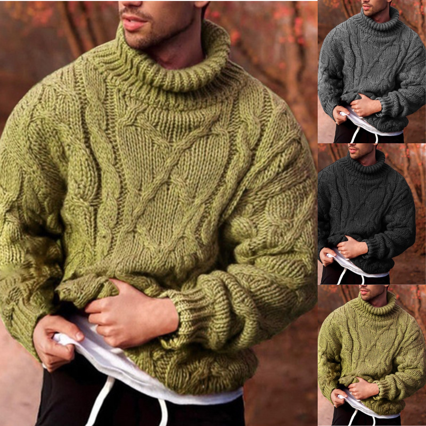 BOGO | Men's High Neck Twist Knit Sweater V9