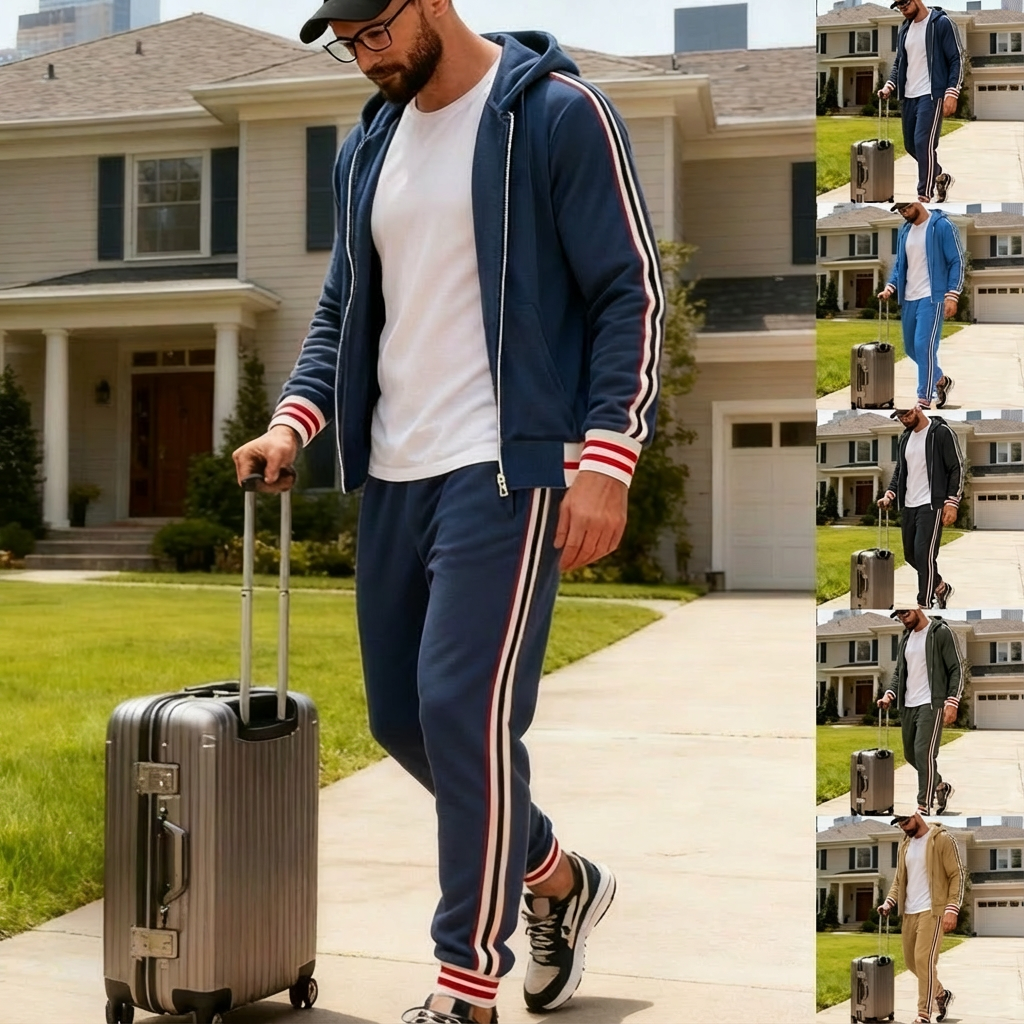 BOGO | Men's Striped Hoodie Jacket with Zipper V8