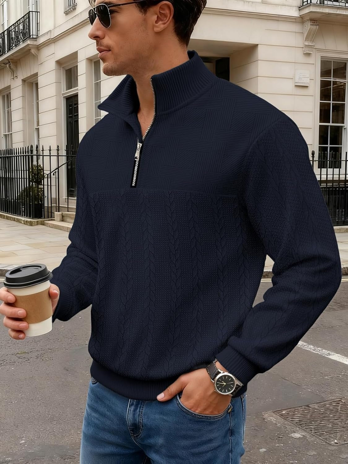 BOGO | Men’s Premium Jacquard Half-Zip Sweatshirt