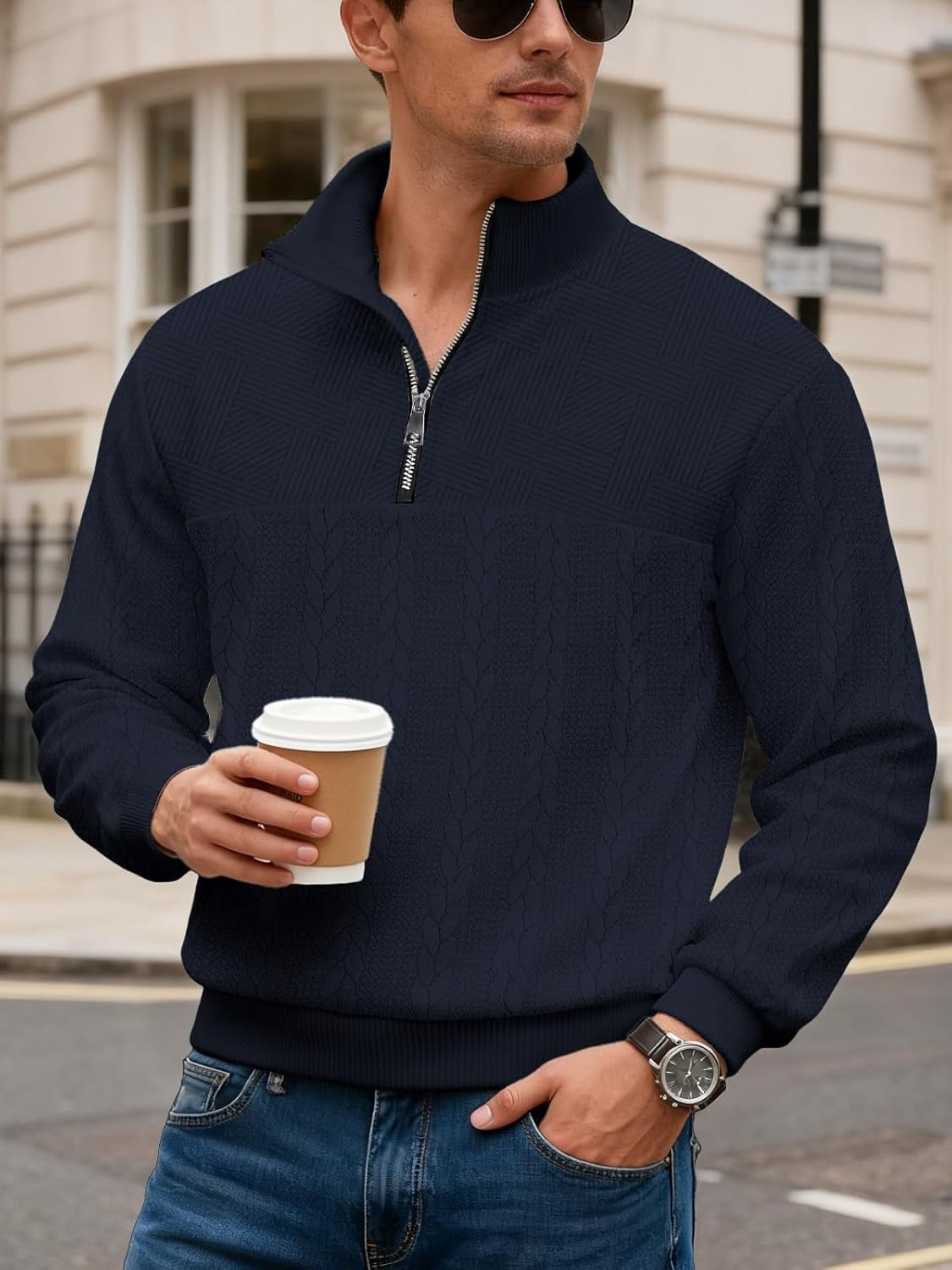 BOGO | Men’s Premium Jacquard Half-Zip Sweatshirt